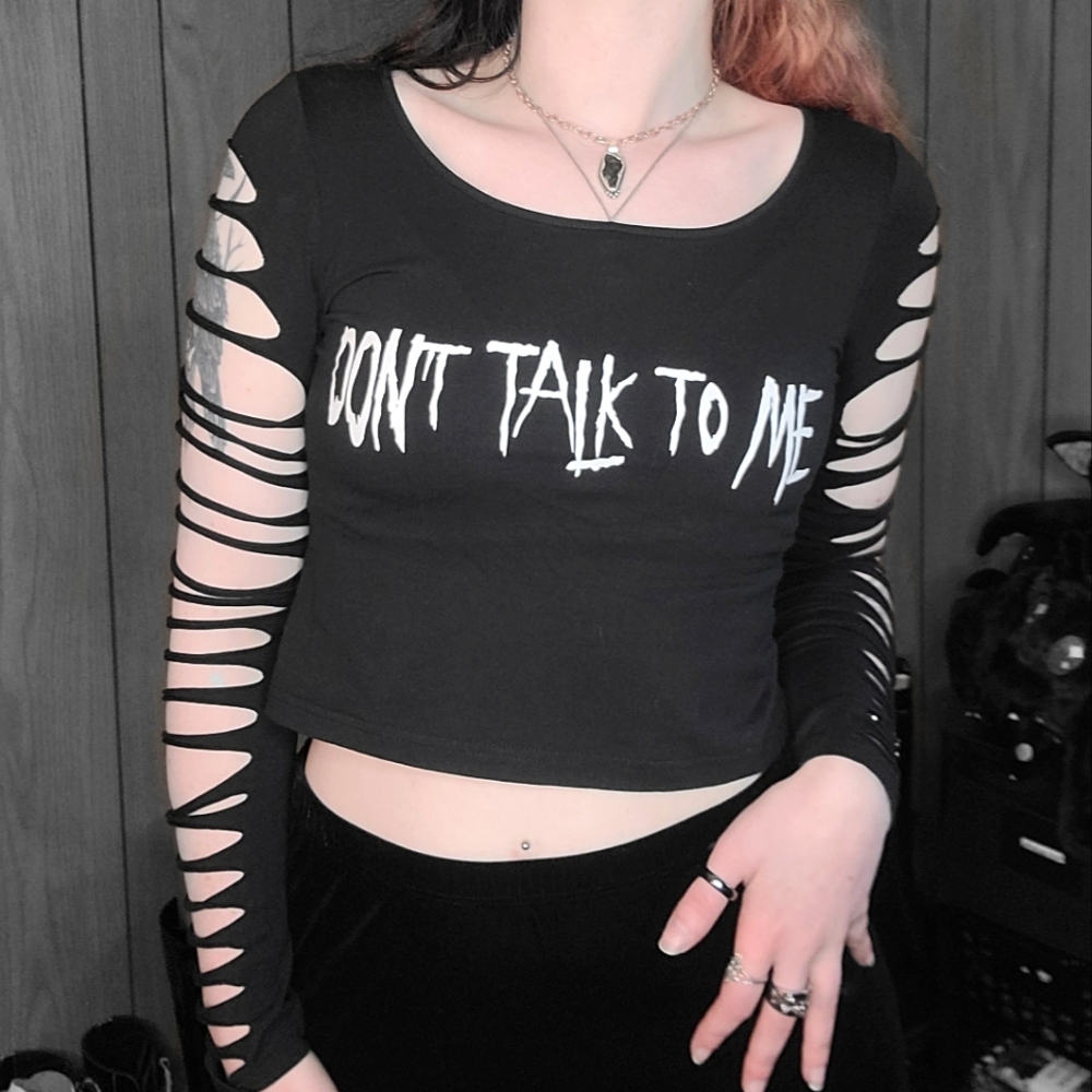 Don't talk to me shredded long sleeve